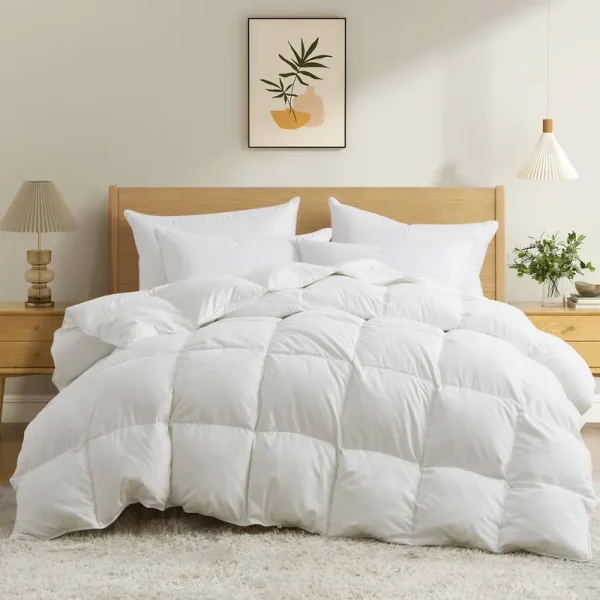 Peace Nest Heavyweight White Goose Down Comforter Winter Duvet Insert, Full/Queen