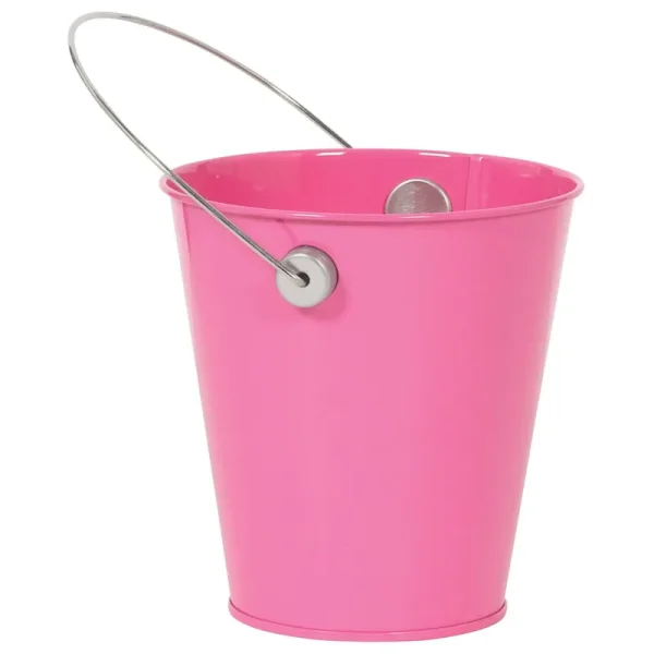 Metal Bucket w/ Handle - Bright Pink