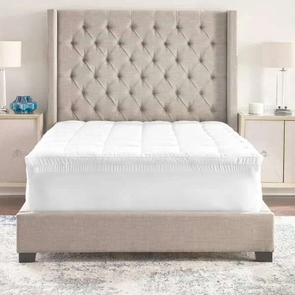 PROSLEEP 4" Hybrid Fiber and Memory Foam Mattress Topper, Queen - White