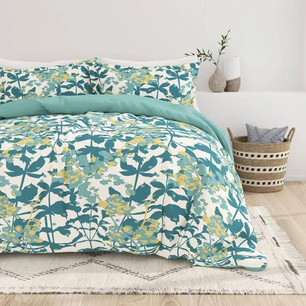 Home Collection Pemium Ultra Soft Boho Flower Reversible Duvet Cover Set - Teal - Twin