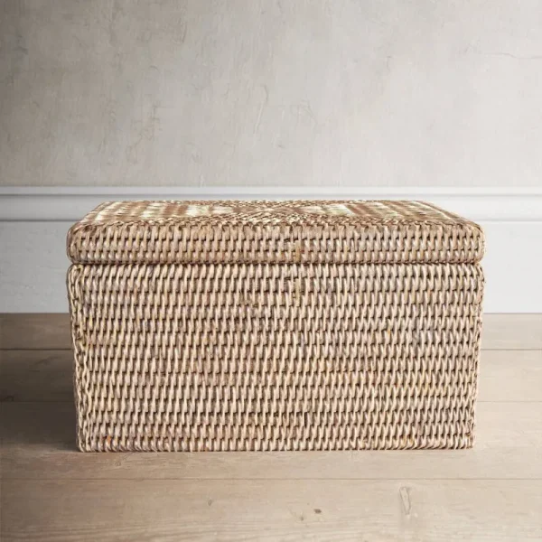 Storage Box with Lid - Flat File Organizer Color: White Wash