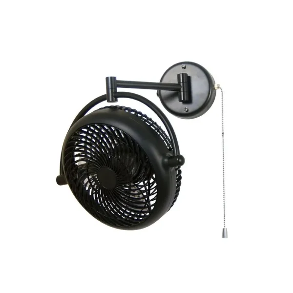 Alaska VIVI- 8 in. Wall Mount Swivel Fan with Folding Arm (Black)