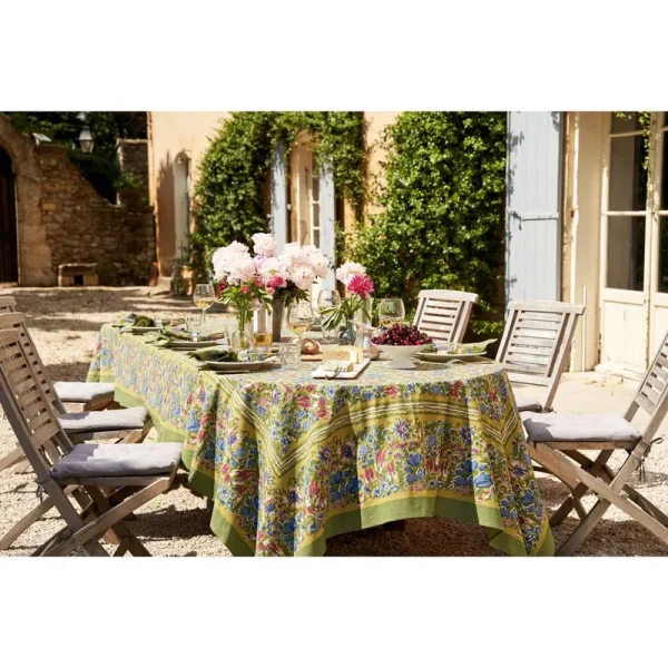 Jardin Tablecloth Couleur Nature Size: 86" x 59", Color: Green/Blue