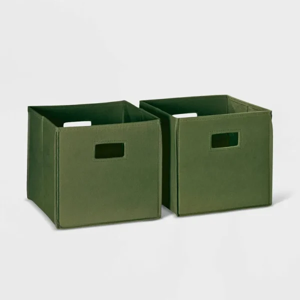 RiverRidge 2 PC Folding Storage Bin Set - Olive