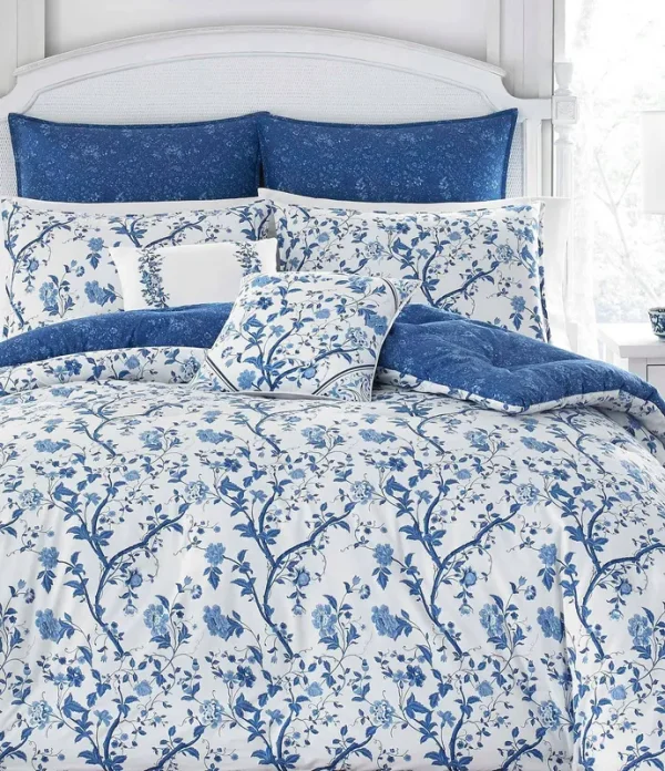 Laura Ashley King Elise Navy Comforter Set - Blue