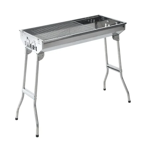 Outsunny 28" Stainless Steel Small Portable Folding Charcoal BBQ Grill Set Silver
