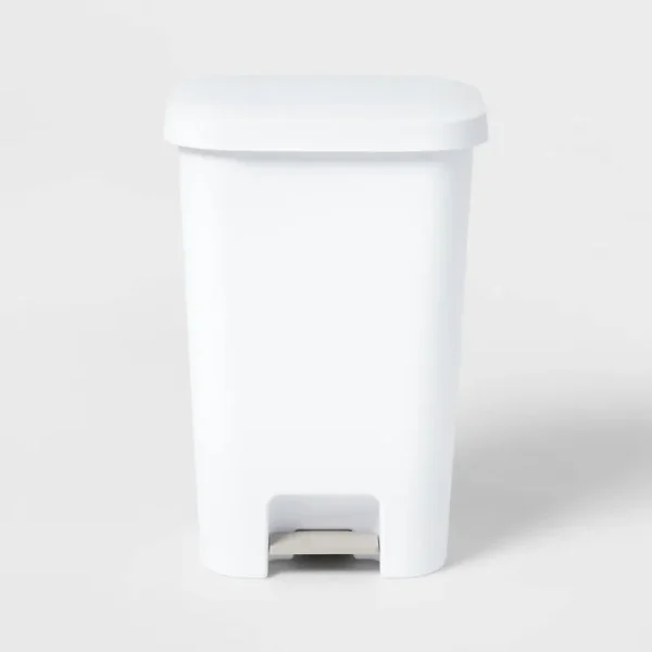 11.9GAL Step Trash Can White - Brightroom