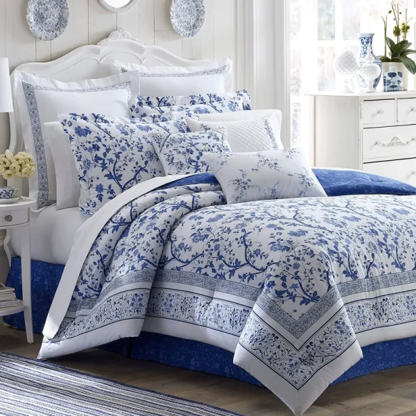 Laura Ashley Charlotte Duvet Cover Set, Full/Queen - Blue