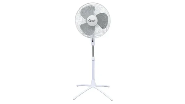 Comfort Zone - 18" White 3-Speed Oscillating Pedestal Fan
