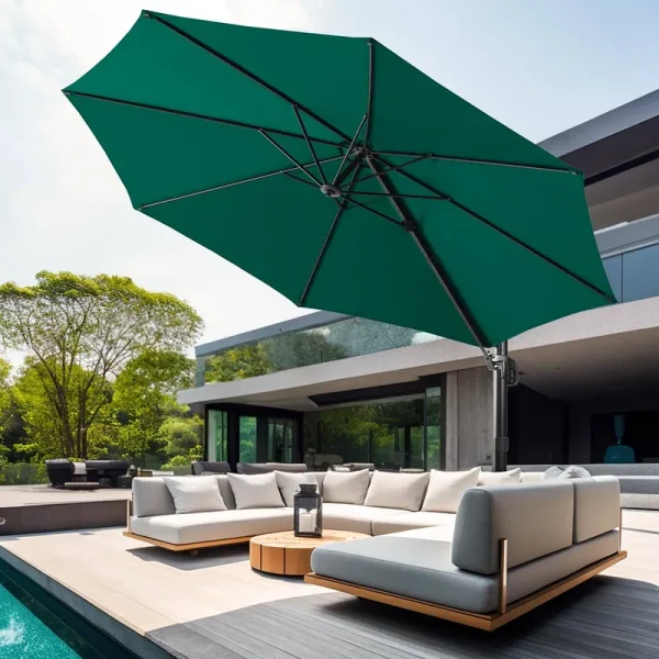Wikiwiki S Series Cantilever Patio Umbrellas 10 ft Outdoor Offset Umbrella/Fade & UV Resistant Solution-Dyed Fabric, 5 Level 360 Rotation Aluminum