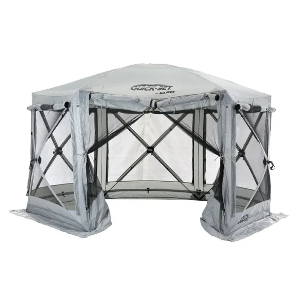 Clam Quick-Set Pavilion 12.5 x 12.5 Foot Portable Outdoor Canopy Shelter, Gray