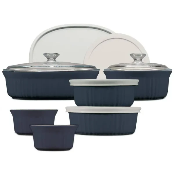 Corningware French Colors 12-Piece Bakeware Set, Navy, Blue