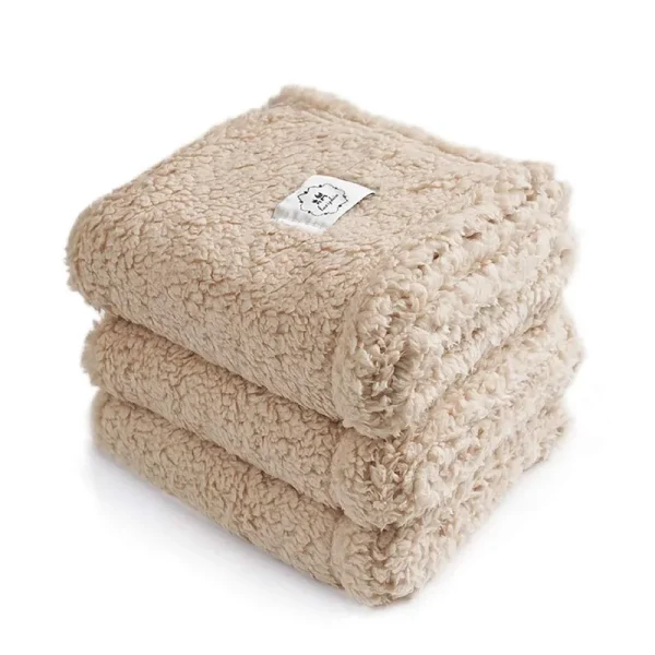 Luciphia 1 Pack 3 Calming Blankets Fluffy Premium Fleece Pet Blanket Soft Sherpa Throw for Dog Puppy Cat Beige Small (23" x16'')
