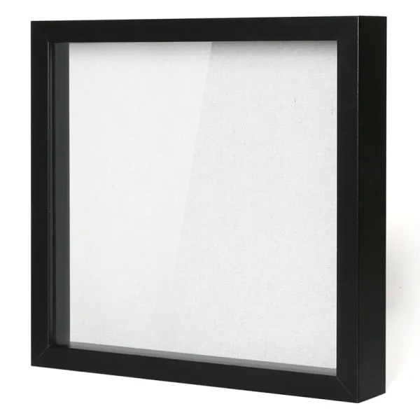 Muzilife 12x12 Shadow Box Picture Frame with Linen Board - Deep Wood & Glass Display Case Ready to Hang Memory Box Baby Sports Memorabilia, Pins,