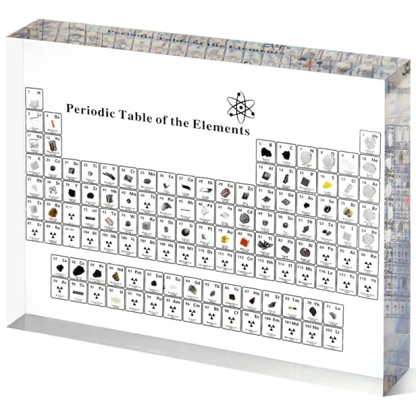 Mukarisk Periodic Table with Real Elements Inside, Acrylic Periodic Table Display with 83 Real Elements Samples, Craft, Teaching Tool, Gi, Gold