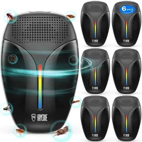 Haycone 2023 Upgraded Version Ultrasonic Pest Repeller, Indoor Ultrasonic Repellent for Roach, Rodent, Mouse, Bugs, Mosquito, Mice, Spider, Ant,elect