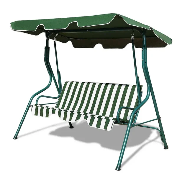 Costway 3 SEATS Patio Canopy Steel Frame Swing Glider Hammock Cushioned Backyard Green