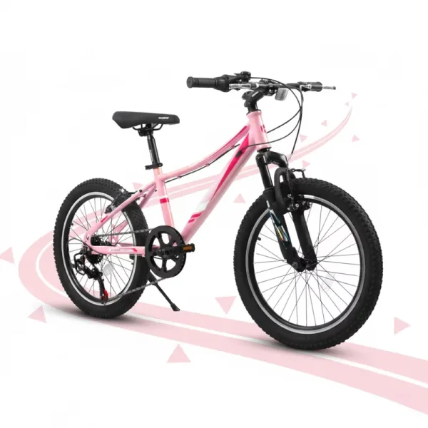 20 in Kids Mountain Bike for Girls Boys 7 - 12 Years Youth Bicycle MTB, 7 - Speed with Suspension Fork, V - Brakes - Pink/Blue