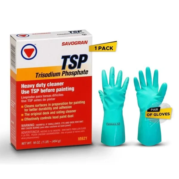 Savogran Trisodium Phosphate Heavy Duty Degreaser 16oz with Centaurus AZ Nitrile Gloves