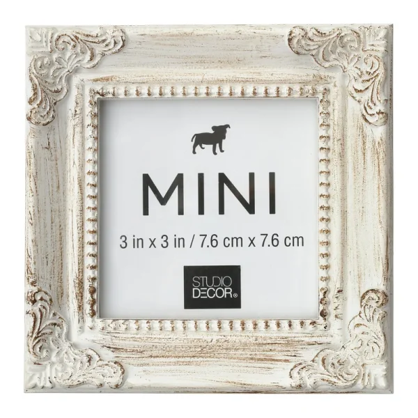 Studio Decor 3" x 3" White Leaf Corner Accents Mini Frame - Each