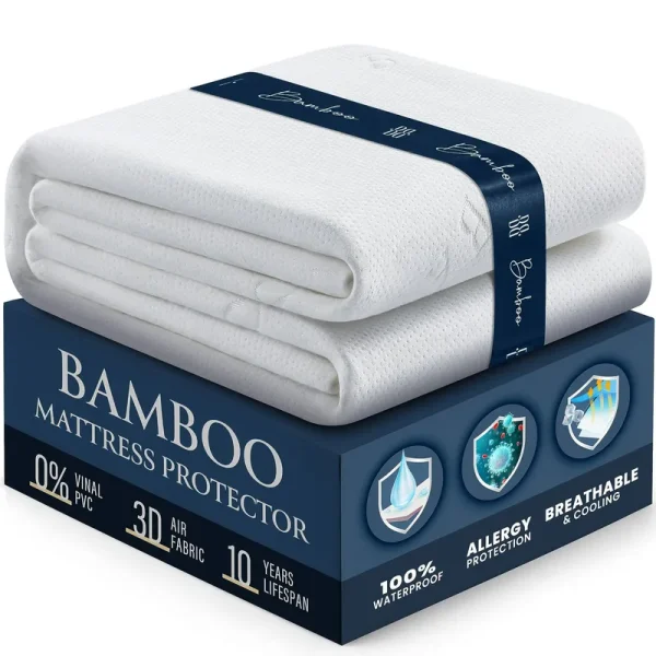 BELADOR 100% Waterproof Mattress Protector Queen - Luxury Comfort Bamboo Mattress Protector - Super Protective Leak-Proof Barrier - Hypoallergenic &am