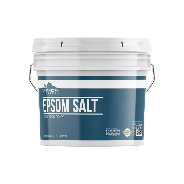 Epsom Salt (1 Gallon) by Earthborn Elements, Resealable Bucket, Magnesium Sulfate Soaking Solution, All Natural