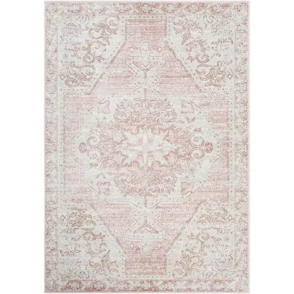 Cabell Oriental Pink/White Area Rug Lark Manor Rug Size: Square 5'3"