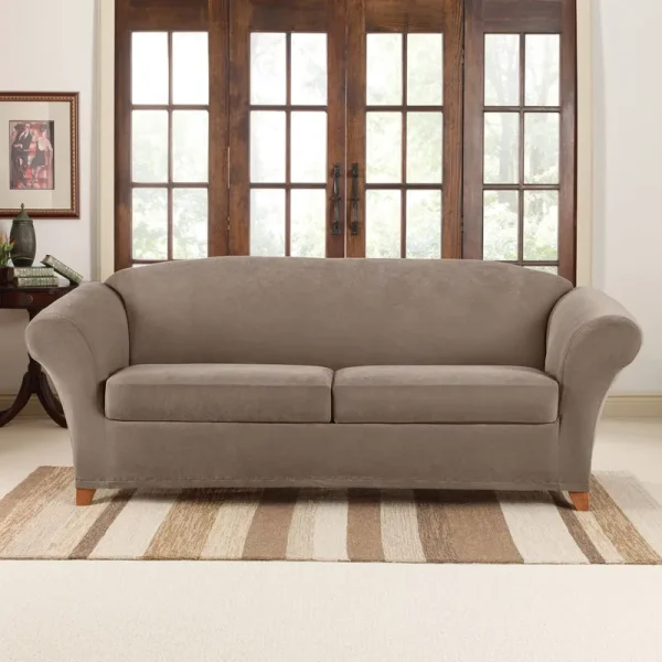 Sure Fit Stretch Pique 2 Cushion Sofa Slipcover - Taupe