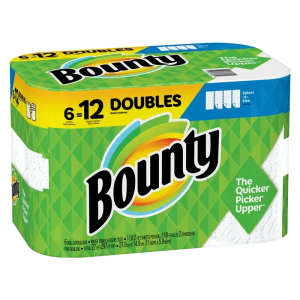 Bounty White Select-A-Size Paper Towels, 6 Double Rolls