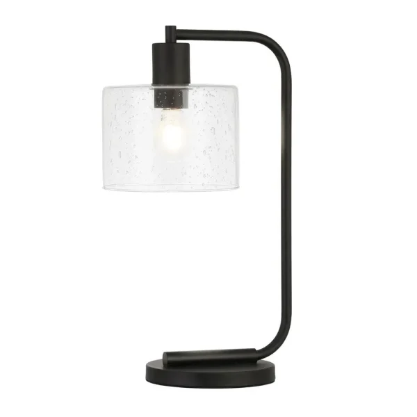 Vidette 20.5" Arched Table Lamp Base Color: Black, Shade Color: Seeded