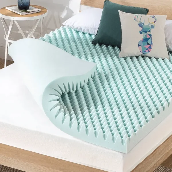 Mellow 4 inch Cooling Gel Egg Crate Memory Foam Mattress Topper, Short Queen, Blue