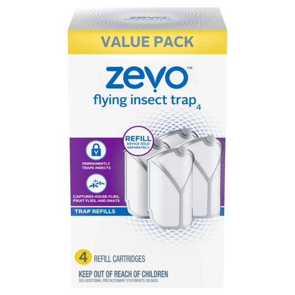 ZEVO Flying Insect Trap ÿ Fly Trap Refill Cartridges ÿ 4 Cartridges
