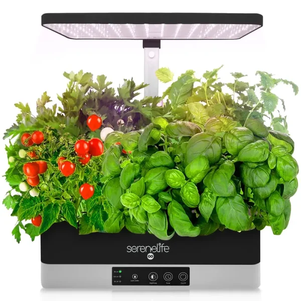 Serenelife Smart Indoor Garden - Indoor Herb Garden with LED Grow Lights Panel (Black)