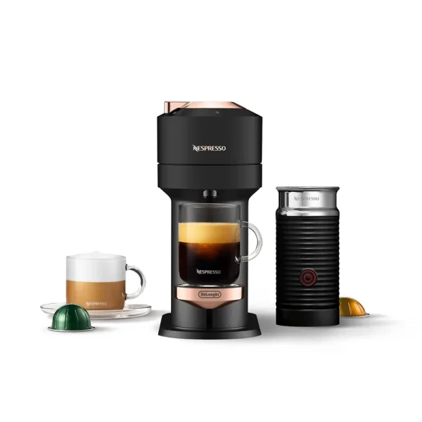 Nespresso Vertuo Next Coffee and Espresso Machine by De'Longhi with Milk Frother Black Matte Rose Gold