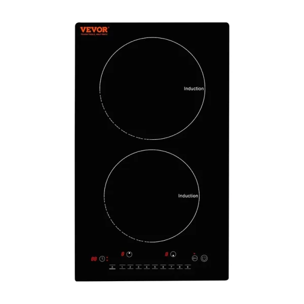 VEVOR 12 in. 1800W Electric Cooktop 2 Burners Induction Stove Top Built-In Magnetic Cooktop