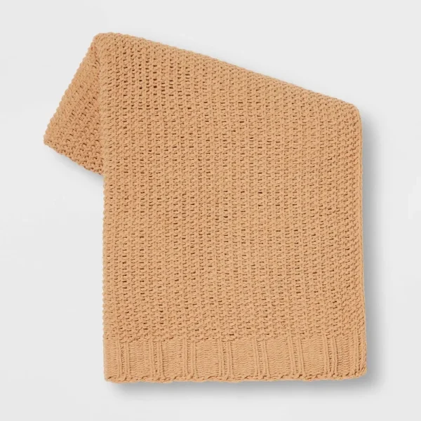 Solid Chenille Knit Throw Blanket Gold - Threshold
