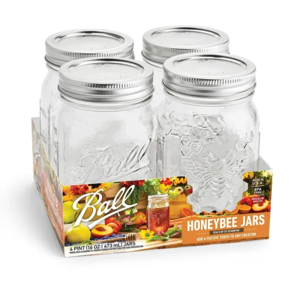 Ball 16 oz. Regular Mouth Honeybee Jar (4-Pack)