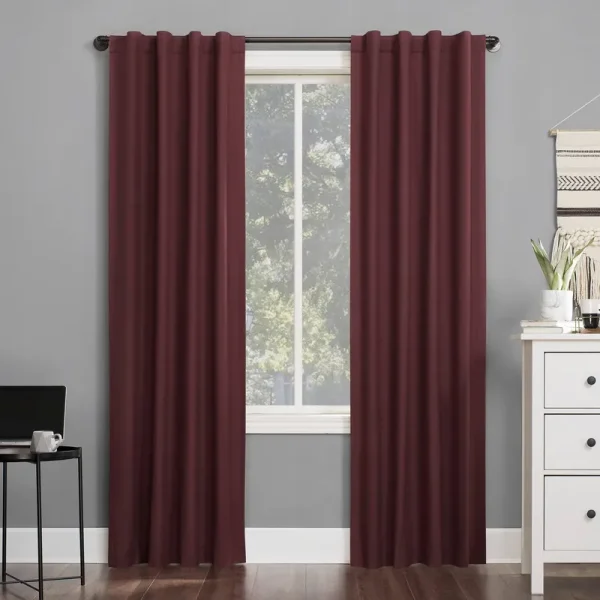 Sun Zero Cyrus Thermal Total Blackout Back Tab Curtain Panel - 40" x 84" - Wine Red