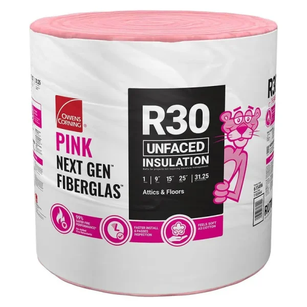 Owens Corning R-30 Unfaced Fiberglass Insulation Roll 15 in. x 25 ft.-Instock