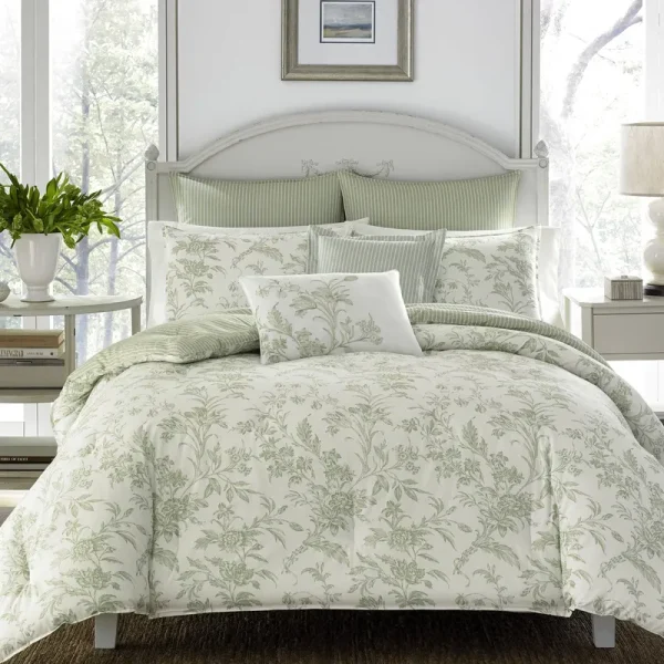 Green Natalie Comforter Set (Full/Queen) - Laura Ashley