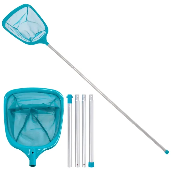 U.S. Pool Supply Professional Swimming Pool Leaf Skimmer Net with 48" Aluminum Pole - Deep Ultra Fine Mesh Netting Basket