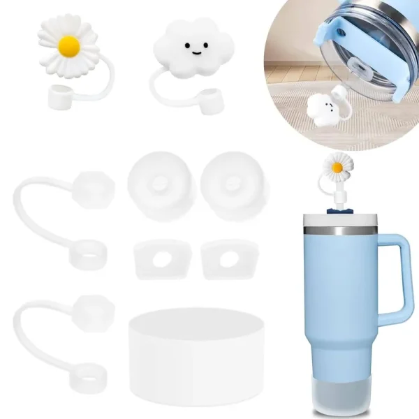Bonnechance Stanley - Juego de Accesorios de Copa 6 Tapones de silicona 2 Tapas de popote para pajitas de 9 A 10 mm, 1 Bota de silicona Stanley Cup
