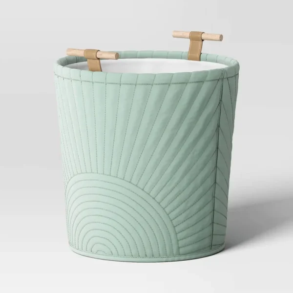 Large Quilted Kids' Storage Basket Teal Green - Pillowfort