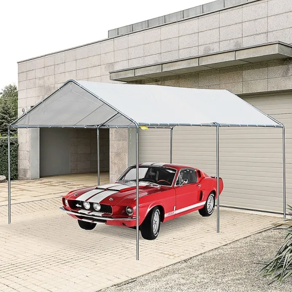 Outsunny 10'x20' Carport Heavy Duty Galvanized Car Canopy with Included Anchor Kit, 3 Reinforced Steel Cables - White