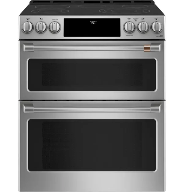 Cafe 30" Smart Slide-In, Front-Control, Radiant and Convection Double-Oven Range Stainless Steel