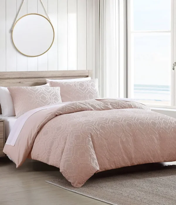 Tommy Bahama Textured Waffle Cotton Comforter Set - Orange - Queen