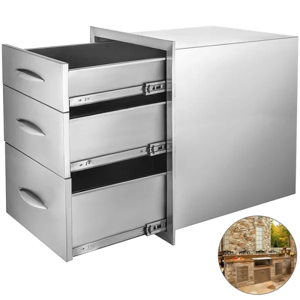 BBQ Island Outdoor Kitchen Triple Drawers 20.25"X14" Stainless Steel VEVOR