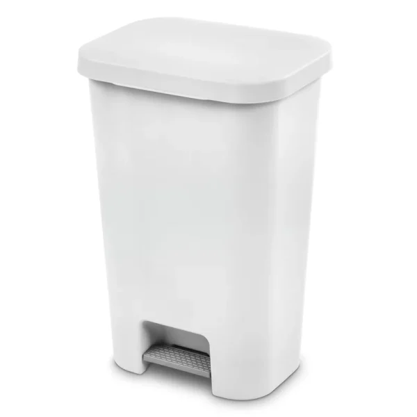 Sterilite 11.9 Gal White StepOn Wastebasket