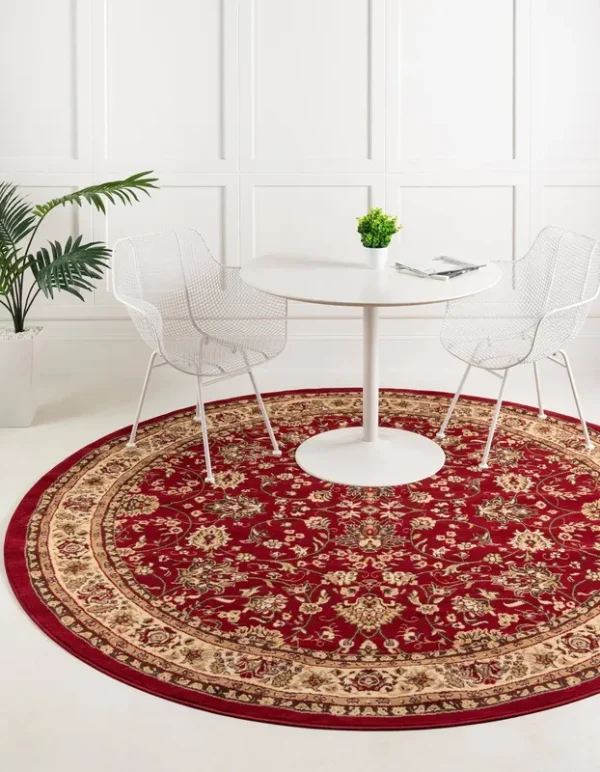 Unique Loom Sialk Hill Burgundy 8 ft Round Area Rug