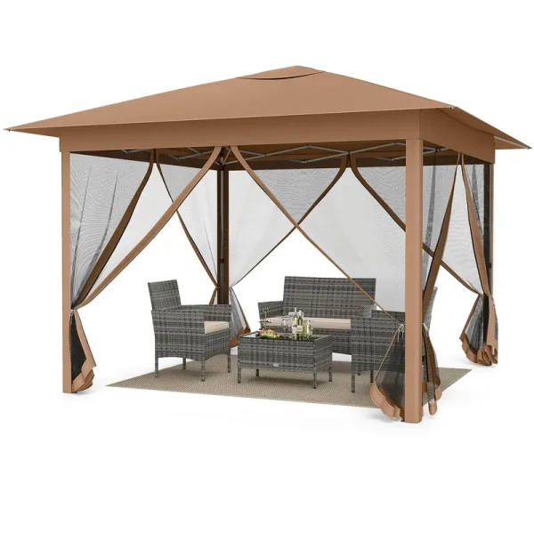 Tangkula 11.5 x 11.5 FT Pop-up Canopy Instant One-Person Setup with Mesh Screen Netting